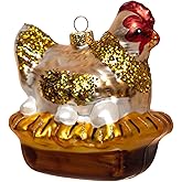 2 Count Glass Chicken Hen Christmas Ornaments for Christmas Tree