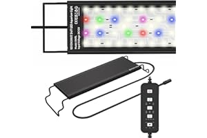 SEVENCONST 24/7 Mode LED Aquarium Light for 12-18 Inch Plant & Fish Tank, IP68 Full Spectrum Light, Sunrise-Daylight-Moonlight, White Red Green Blue Pink LEDs with Extendable Brackets for Freshwater