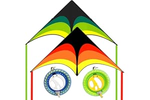 Kaiciuss Large Delta Kite Easy to Fly with Kite Reel Set, Beach Kite & Kite Spool for Kids & Adults, Single Line Triangle Kite with 7.1 Inch Kite Wheel Kit