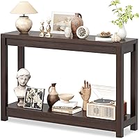 Cyclysio Wood Console Table, Farmhouse Sofa Table with Storage, Sturdy Entryway Table with Shelves, 47” Narrow Console Table