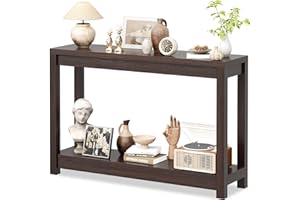 Cyclysio Wood Console Table, Farmhouse Sofa Table with Storage, Sturdy Entryway Table with Shelves, 47” Narrow Console Table 