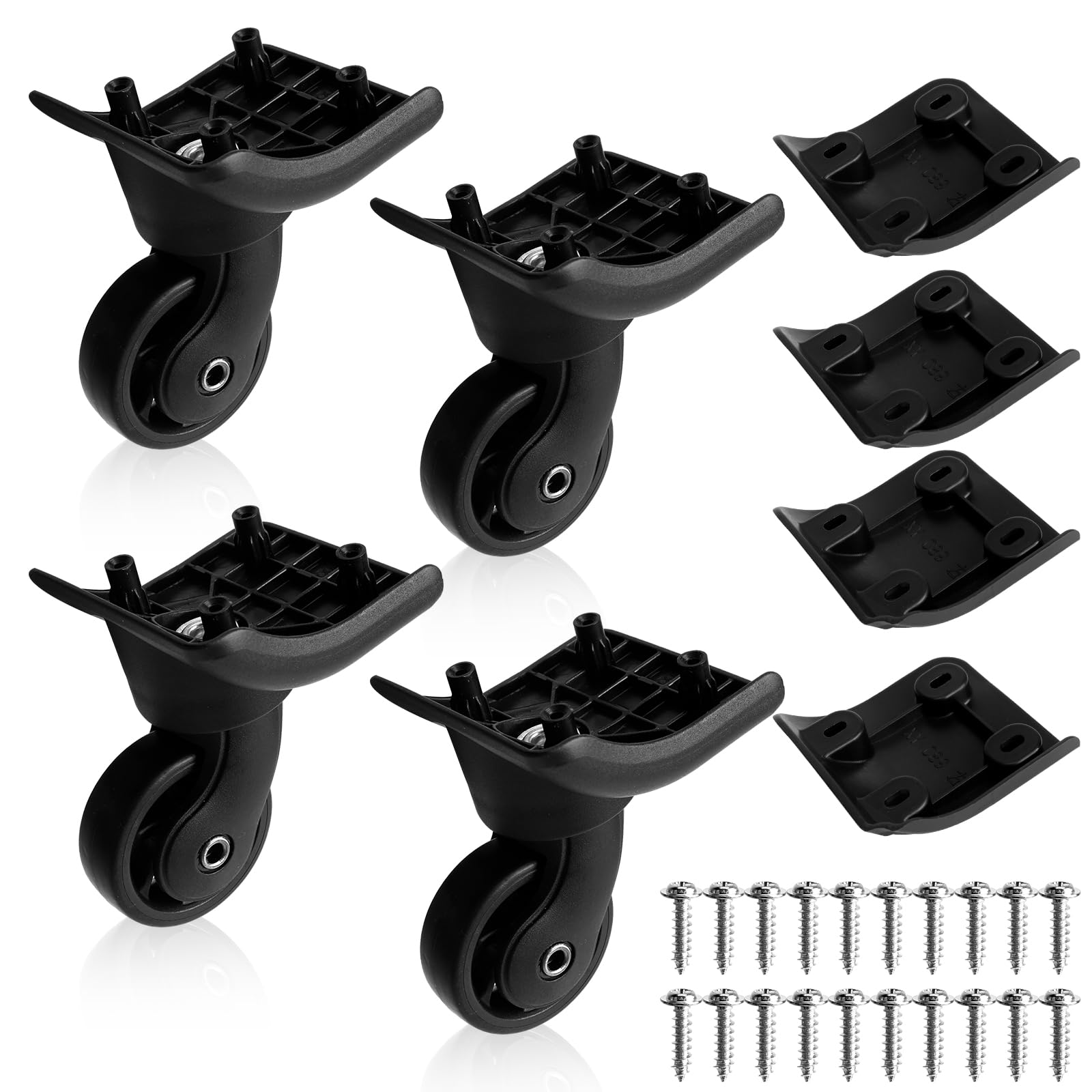 TOTSUN Luggage Replacement Wheel Set Suitcase Castors Suitcase wheels Spare castors Luggage case 2 Pair for trolley Spare castors Samsonite suitcase 49mm with screws Repair Element(W149)