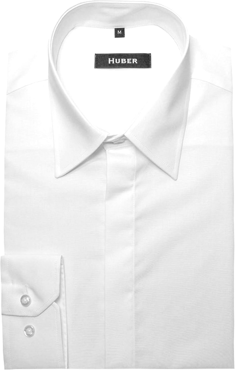 HUBER Herren Oberhemd weiß verdeckte Knopfleiste Regular Fit HU0081 Made in EU Amazon.de