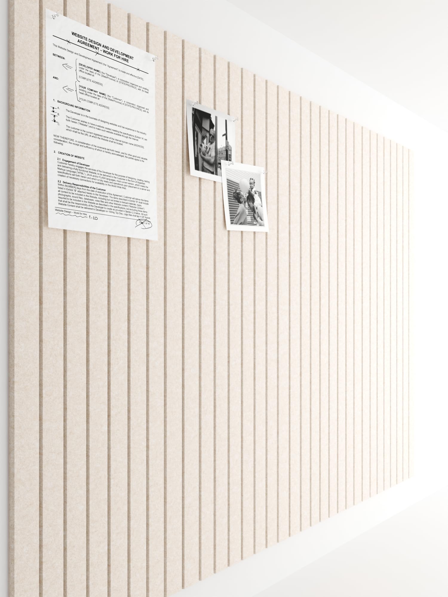 Photo 1 of Bumusty Large Cork Board Alternative-47 x35 Felt Bulletin Board Tiles, with 30 Pushpins, 70 Adhesive Tabs, 12-Pack Slat Wall Paneling, Cork Boards for Office Push Pin Board Felt Board-Oatmeal