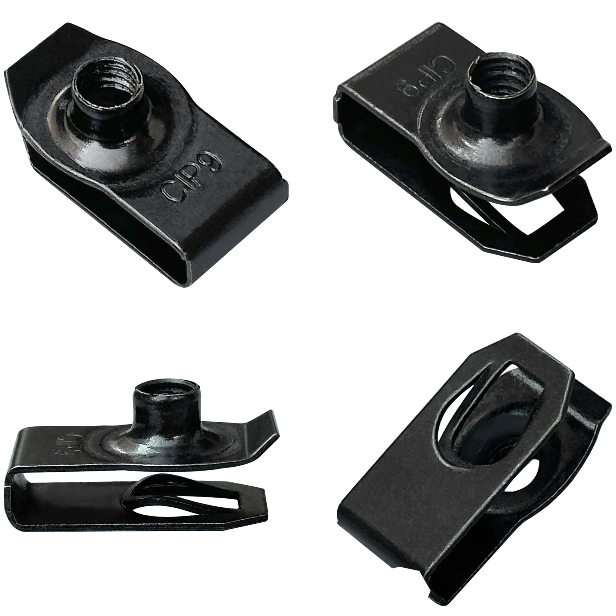 30 PCS U Nut Clips,Black Metal Clip-On Nuts,M6 Screw U-Clips