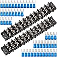 MILAPEAK Terminal Block - 2 Pack 12 Positions 200v-450v 20-30A Dual Row Screw Terminals Strip + 48 PCS Copper Wire Fork Connectors