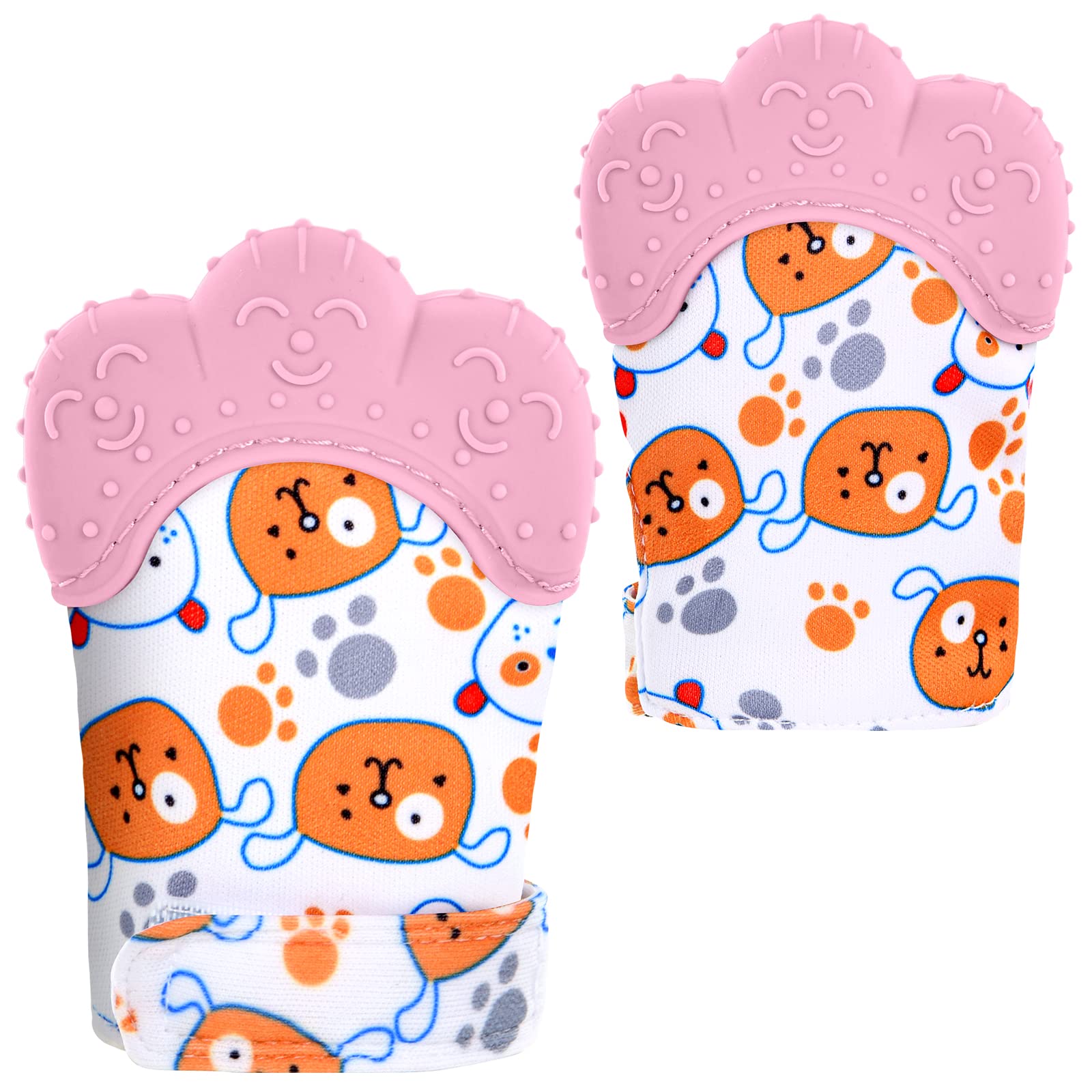 Photo 1 of 2Pack Silicone Teething Mitt, Soothing Infant Teething Mitten Pain Relief, Prevent Scratches Glove, Safe Silicone Teething Toys for 0-12 Months