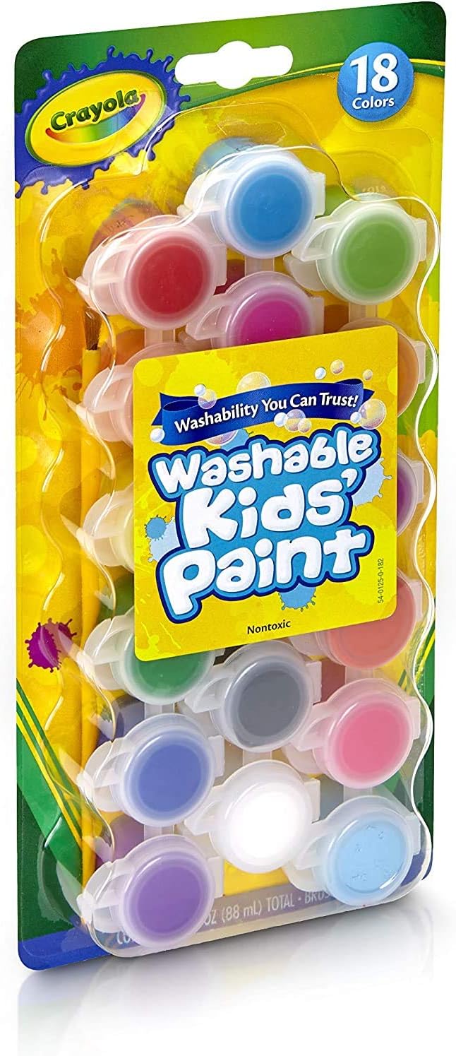 Crayola Washable Kids Paint Set & Paintbrush, Painting Supplies, 18 Count: Toys & Games