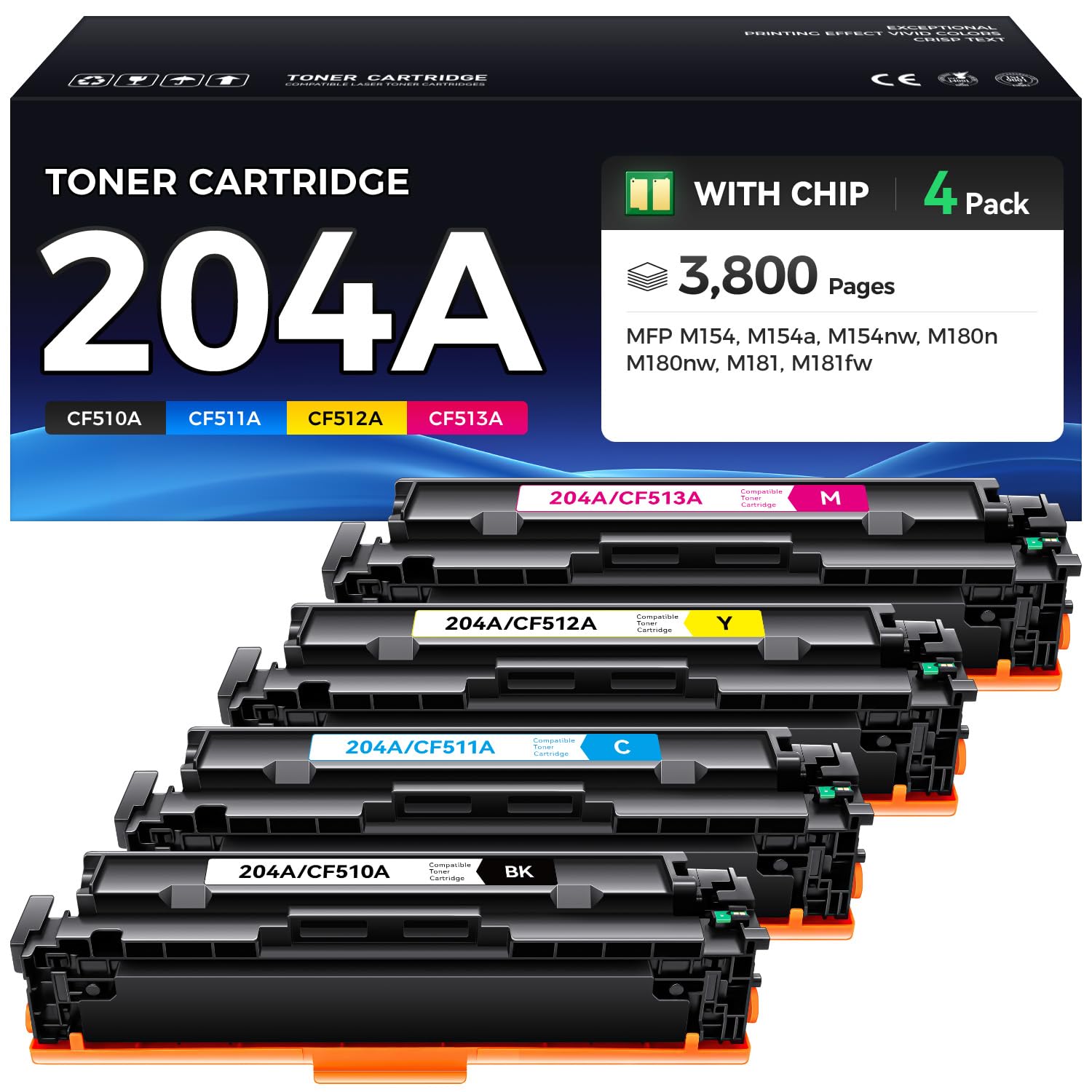 204A Toner Cartridge Set 4-Pack High Yield