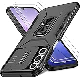 HakkTaoo Case for Samsung Galaxy A16 5G with Slide Camera Cover + Screen Protector(2 Packs), Military Grade Shockproof Protective, with Ring Kickstand (A - Black, Galaxy A16 (6.7"))