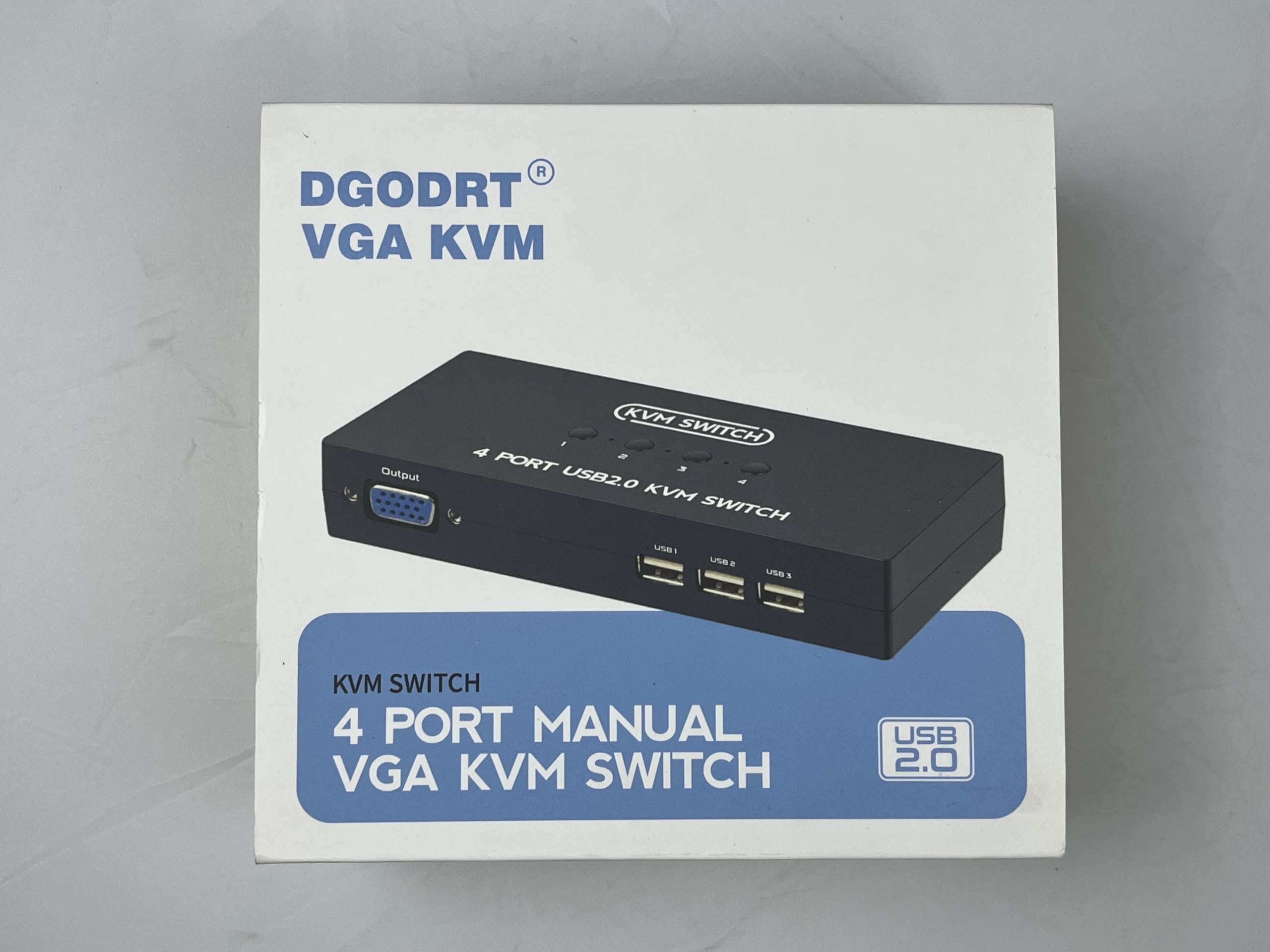 VGA KVM Switch 4 Port, USB VGA KVM Switcher for 4 Computers Share 1 Monitor 3 USB Devices Keyboard Mouse Scanner Printer, Including 4 KVM Cables & Desktop Control