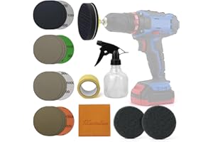 POLIWELL Car Headlight Restoration Kit, Heavy Duty Lights Polish Headlights Lens Restore Cleaner DIY Polishing for Electric Drill, 3" Waterproof Sanding Discs, Scouring Pads+Spray Bottle, Total 24Pack