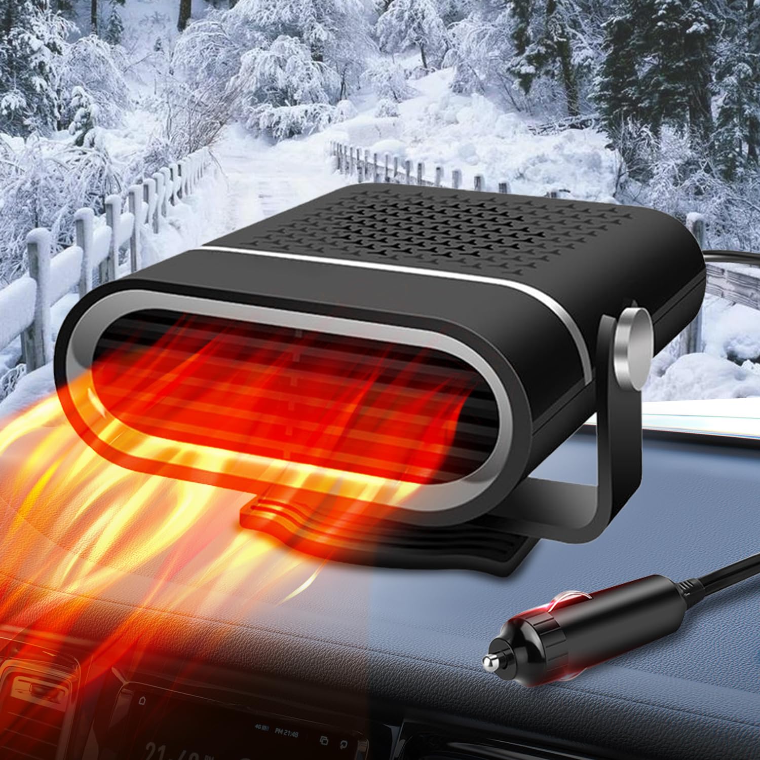 Photo 1 of **FOR PARTS ONLY** Car Heater - Portable Heaters for Vehicle, 12V 200W Plug in Cigarette Lighter Heaters, Windshield Defroster Window Demister, Auto Defogger With 360°Heating and Cooling for All 12 Volt Vehicles