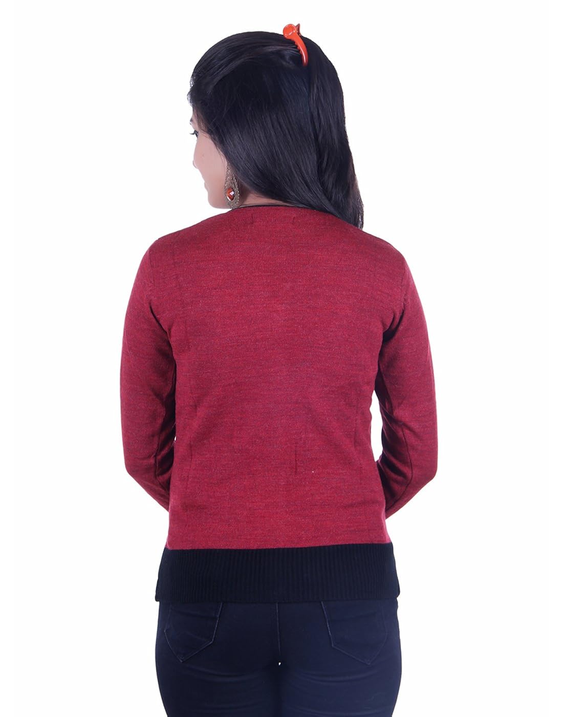 ogarti women's woolen cardigan (9004maroon, red, free size)