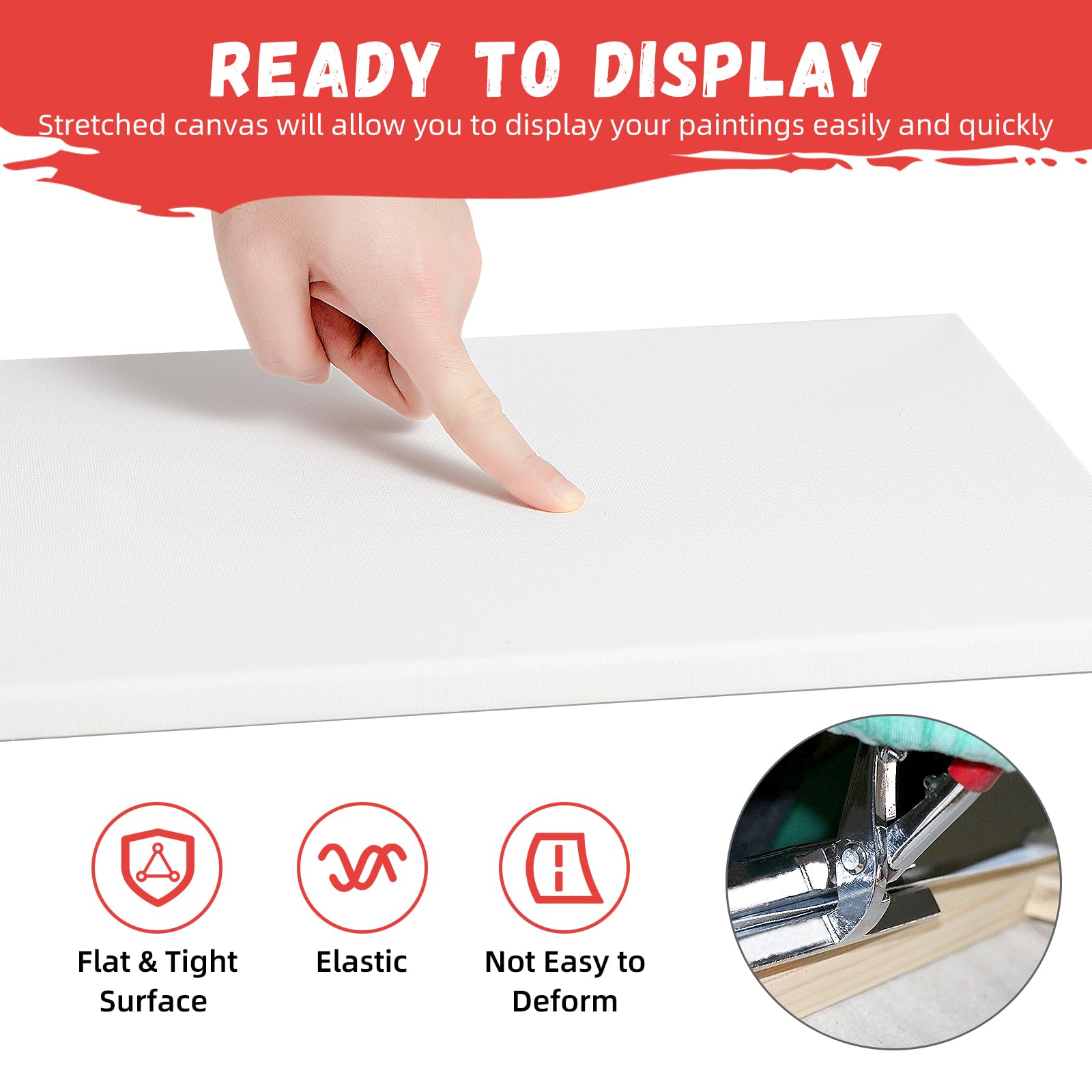 Simetufy 4 Pack Stretched Canvas for Painting 8x10 Inch, 100% Cotton Blank Art Canvases for Acrylic or Oil Paint, Pre-Primed, 5/8 Inch Profile
