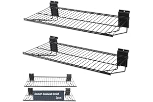 BRITINE Slatwall Panel Garage Organizer PVC Slatwall Heavy Duty Wall Mounted Rack, Interlocking Slat Wall Panels for Tool Organization Peg Board(2 Pack Black)