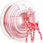 AMOLEN Silk PLA 3D Printer Filament, Shiny Multicolor Christmas Rainbow PLA Filament 1.75mm, Fast Color Change PLA 3D Printing Filament for Most FDM 3D Printer, Red White, 1kg (2.2lbs)