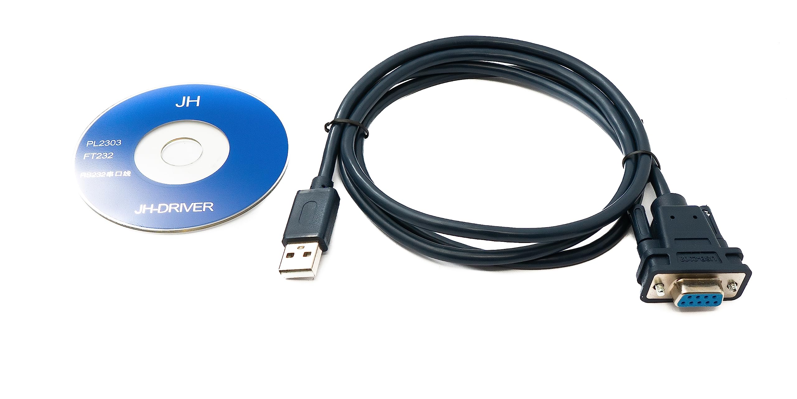 System-S USB 2.0 Cable 120cm Type A Male to RS232 DB9 Female Adapter in Black