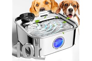 oneisall Dog Water Fountain for Large Dogs, 10L/2.6Gal Dog Fountain Water Bowl with Multi-Filtration & Deeper Drinking Aera, Large pet Water Fountain with Water Window & LED, Ultra-Quiet