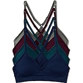 Kalon Women’s 4 Pack Racerback Sports Bralette Seamless Wireless Comfort Bra