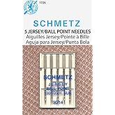SCHMETZ Jersey Ball Point Sewing Machine Needles – Stretch Knit & Universal Supplies, Size 90/14, 5-Needle Cards, Pack of 1