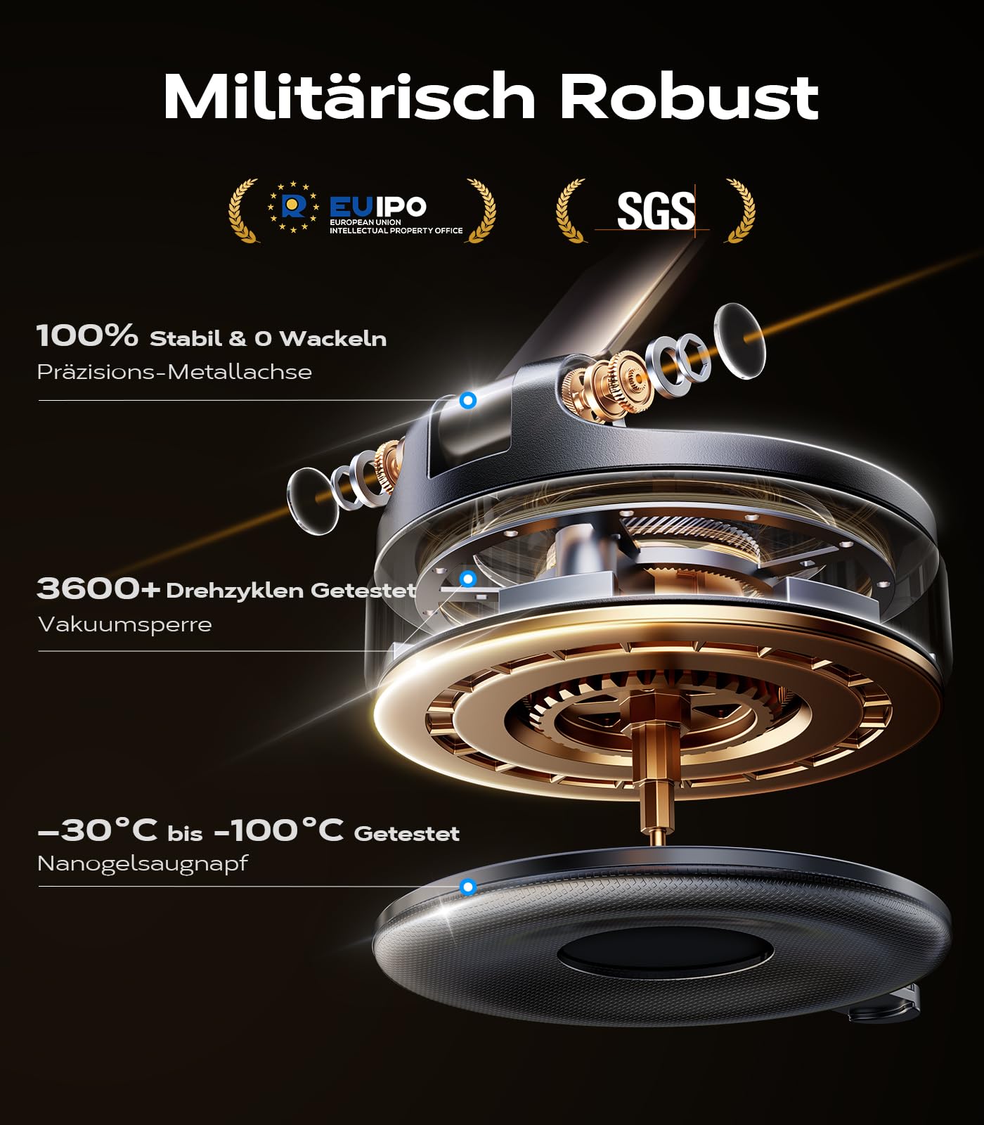 VICSEED Militärische Handyhalterung Auto Magnet für Magsafe Autohalterung [20XN55 Magnets & 20KG Vakuum Saugnapf] 360°Drehbar Magnetische Kfz Handy Halterung Auto für iPhone17 Pro Samsung Alle Handy 7