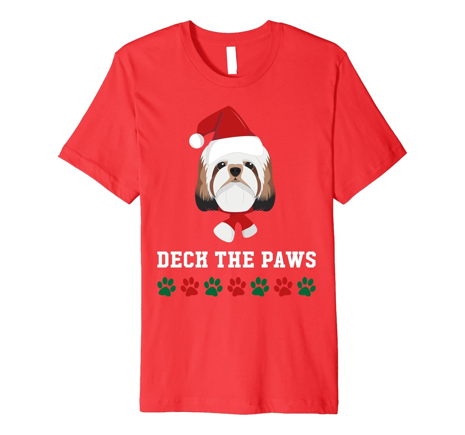 Christmas Dog - Shih Tzu Deck The Paws Premium T-Shirt-ANZ