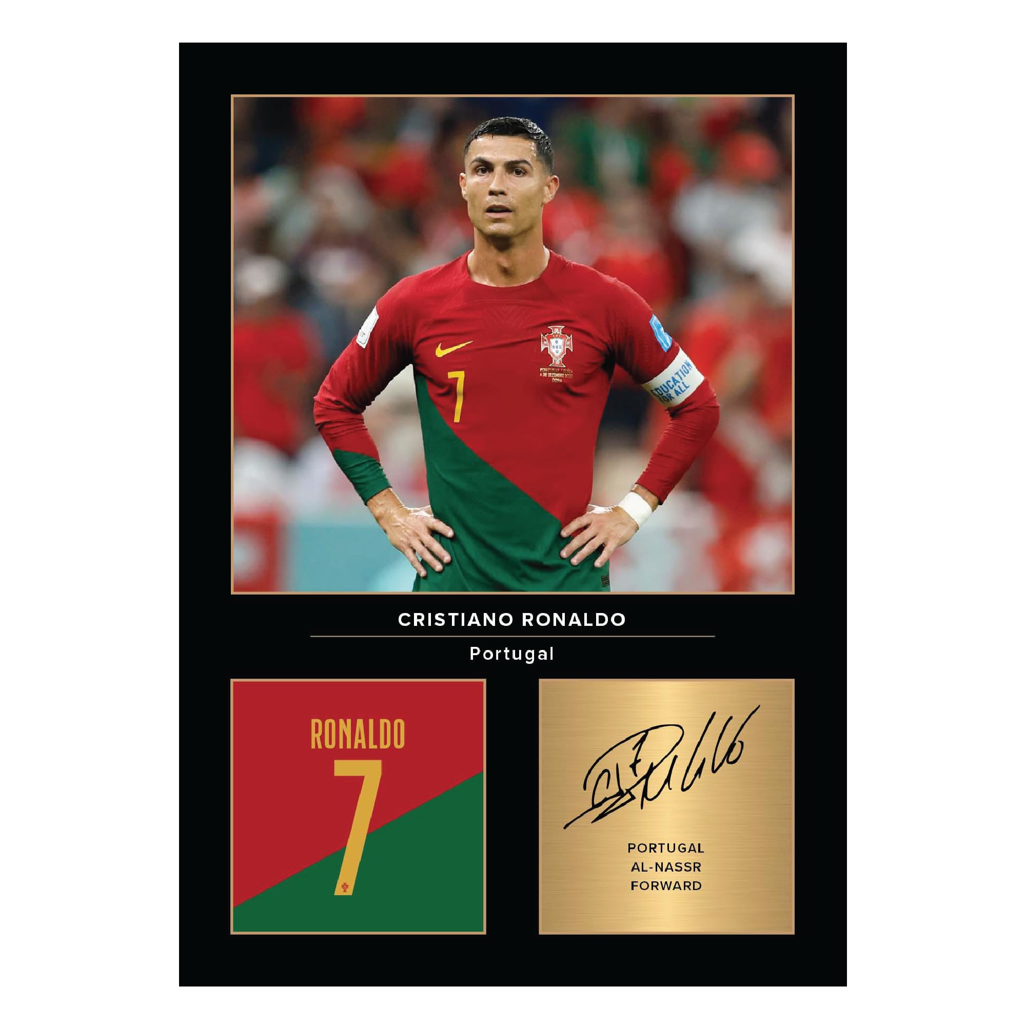 Icons Wall Art Cristiano Ronaldo Portugal National Team Signed A4 Printed Photo Picture Display Gift For Portugal Fans Digitally Reproduced Signature Unframed