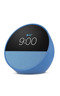 Amazon Echo Spot (newest model), Great for nightstands, offices and kitchens, Smart alarm clock, Designed for Alexa+, Ocean Blue