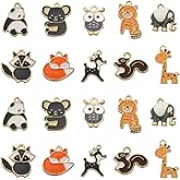DanLingJewlry 50Pcs 10 Styles Zoo Animal Charms Cute Enamel Animal Charms Panda Fox Giraffe Tiger for DIY Jewelry Making