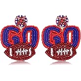 Boderier Game Day Earrings Beaded GO Football Dangle Earrings Statement Sport Game Team Earrings Spirit Fan Jewelry Gifts