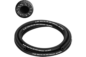 kuosbiu 3/8" Fuel Line Hose, SAE 30R10 5FT 300PSI High Pressure Submersible for Automotive Fuel Systems Engines