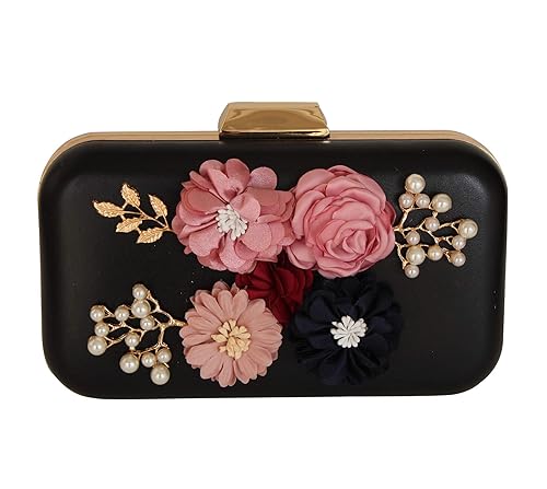 TIED RIBBONS Womens Handcrafted Flower Clutch (Multicolour)