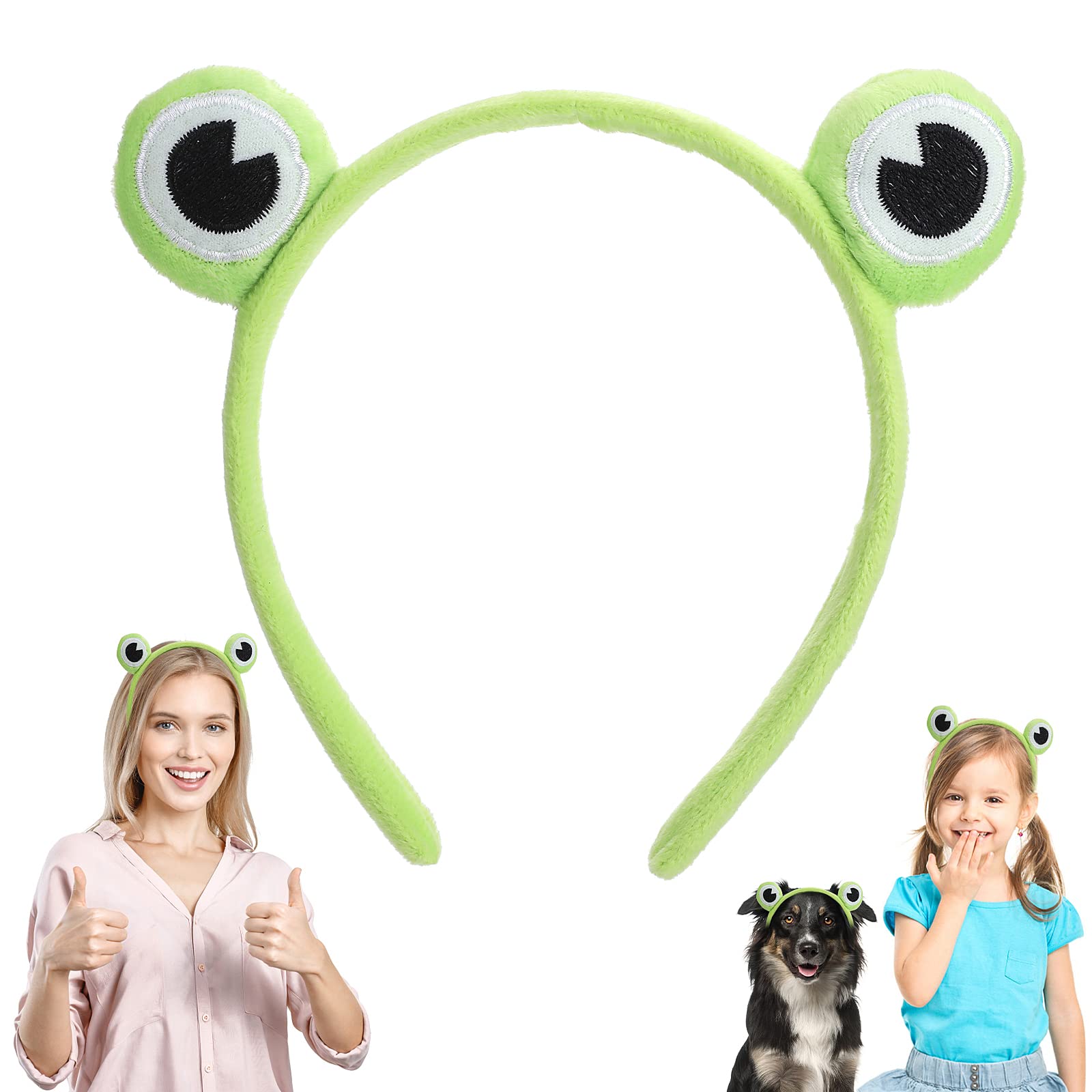 WLLHYF 1Pcs Cute Frog Headband Spa Headband Head Hoop Frog Eye Makeup Head Band Soft Elastic Hair Band for Washing Face Head Wrap Funny Hair Band for Girls Women Skincare Headbands
