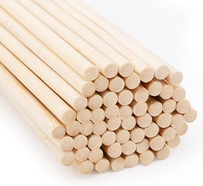 joeji's Kitchen Bamboo Dowel Rods 30cm x 6mm 60 Pack Craft Sticks