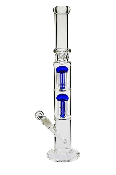 Bongset mit Grinder: Blaze Tower 7mm Eisbong blau - 2x 8-Arm Percolator - 60cm, 18,8mm - head&nature Bong-Kollektion