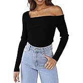 LILLUSORY Womens Off The Shoulder Sweaters Going Out Fall Sexy Knit Pullover Lightweight Asymmetrical Tops Clothes 2026