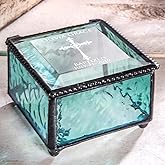 Personalized Baptism Keepsake Box – Stained Glass Windsor Blue – Custom Baby Christening Gift, Engraved Name & Date, Religious Nursery Decor