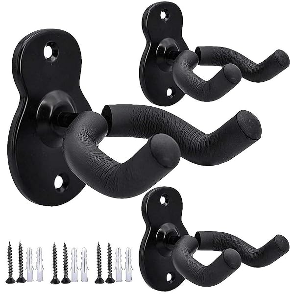 IZEYNO GUITAR WALL MOUNT WALL HANGER 3 PACK GUITAR STYLE HOLDER HOOKS STAND FOR ACOUSTIC ELECTRIC BASS UKULELE BANJO MANDOLIN