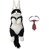 CHOBYNER Stuffed Realistic Tuxedo Cat Plush Backpack - Carry Over Shoulder, on One Shoulder or Crossbody with Adjustable Stra