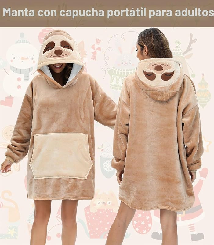 Panda Hoodie de Flanela Oversized Manta-Sweatshirt, Unissex, Preguiçoso., M
