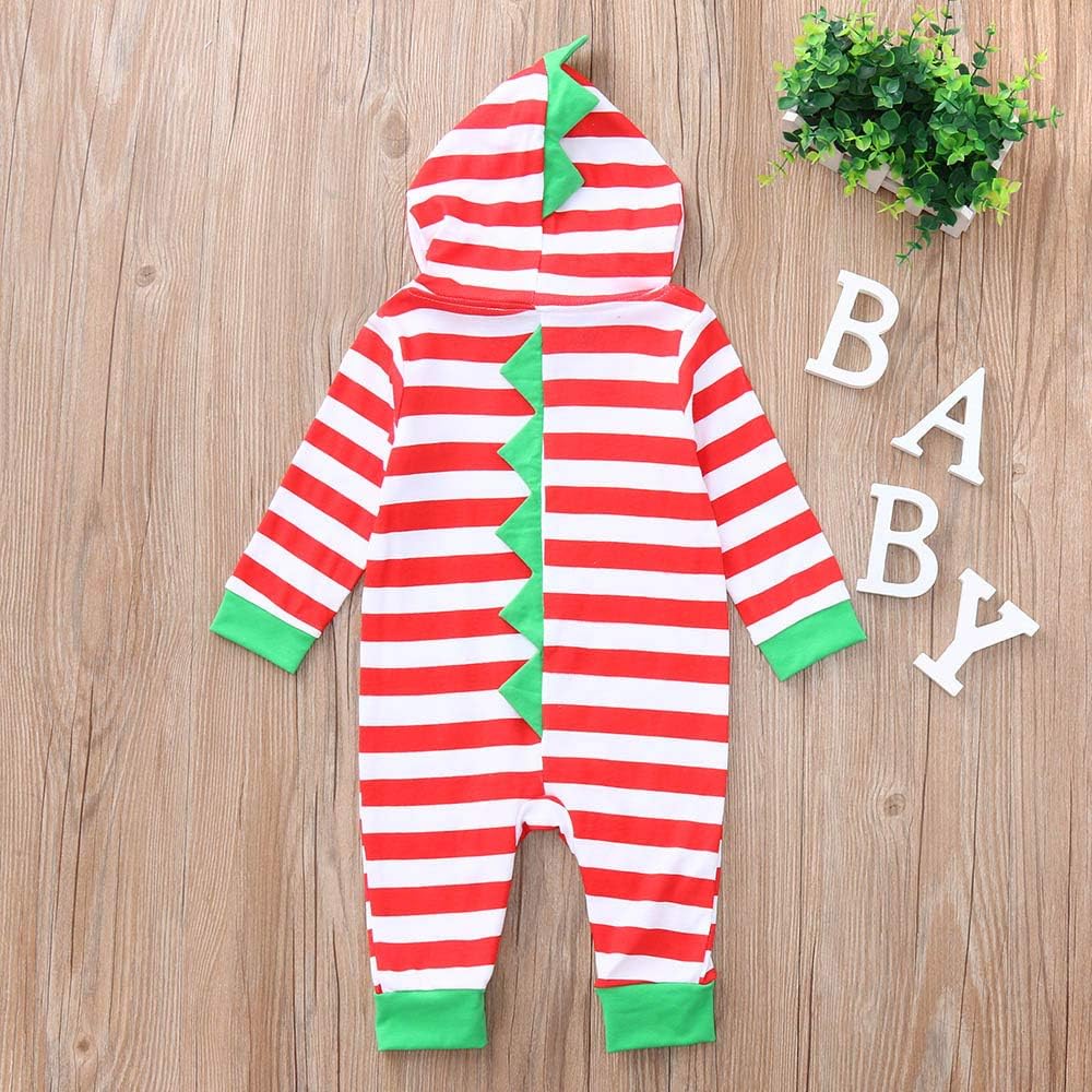 ZLOLIA Baby Clothes Autumn Winter Boy Girl Long Sleeve Stripe Hooded Romper Jumpsuit (70, Red): Home & Kitchen