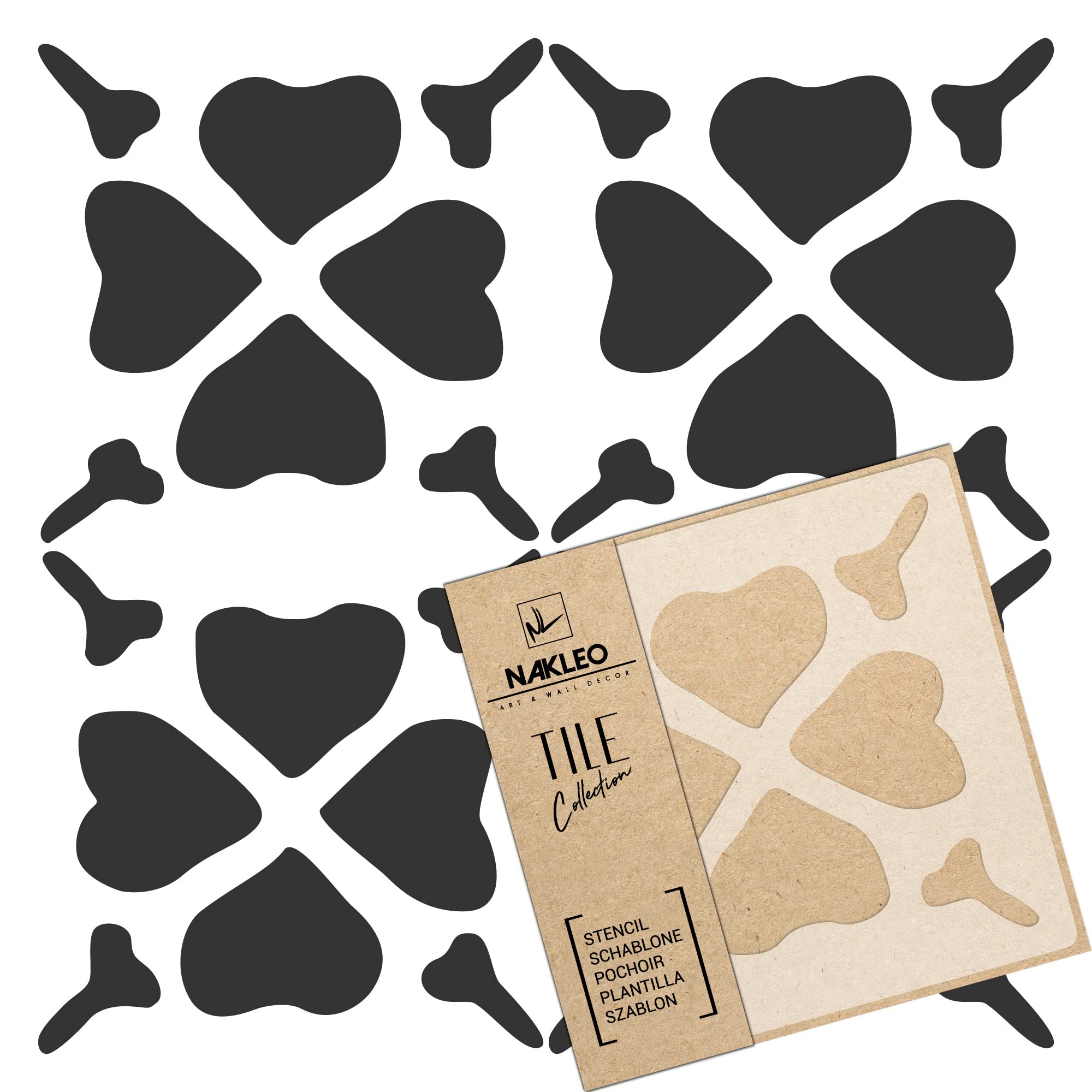 NAKLEO Tile Painting Stencil 33x33 cm, Matisse Modern Flower Abstraction, Plastic Reusable Template, Home Decor Craft DIY, Floor Concrete Patio Wall - Terracotta — image 1