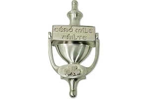 Exclusively Irish Door Knocker for Front Door with Shamrock and Cead Mile Failte Knocker 8" Brass, Satin Nickel Ireland Welcome Gift (Satin Nickel)