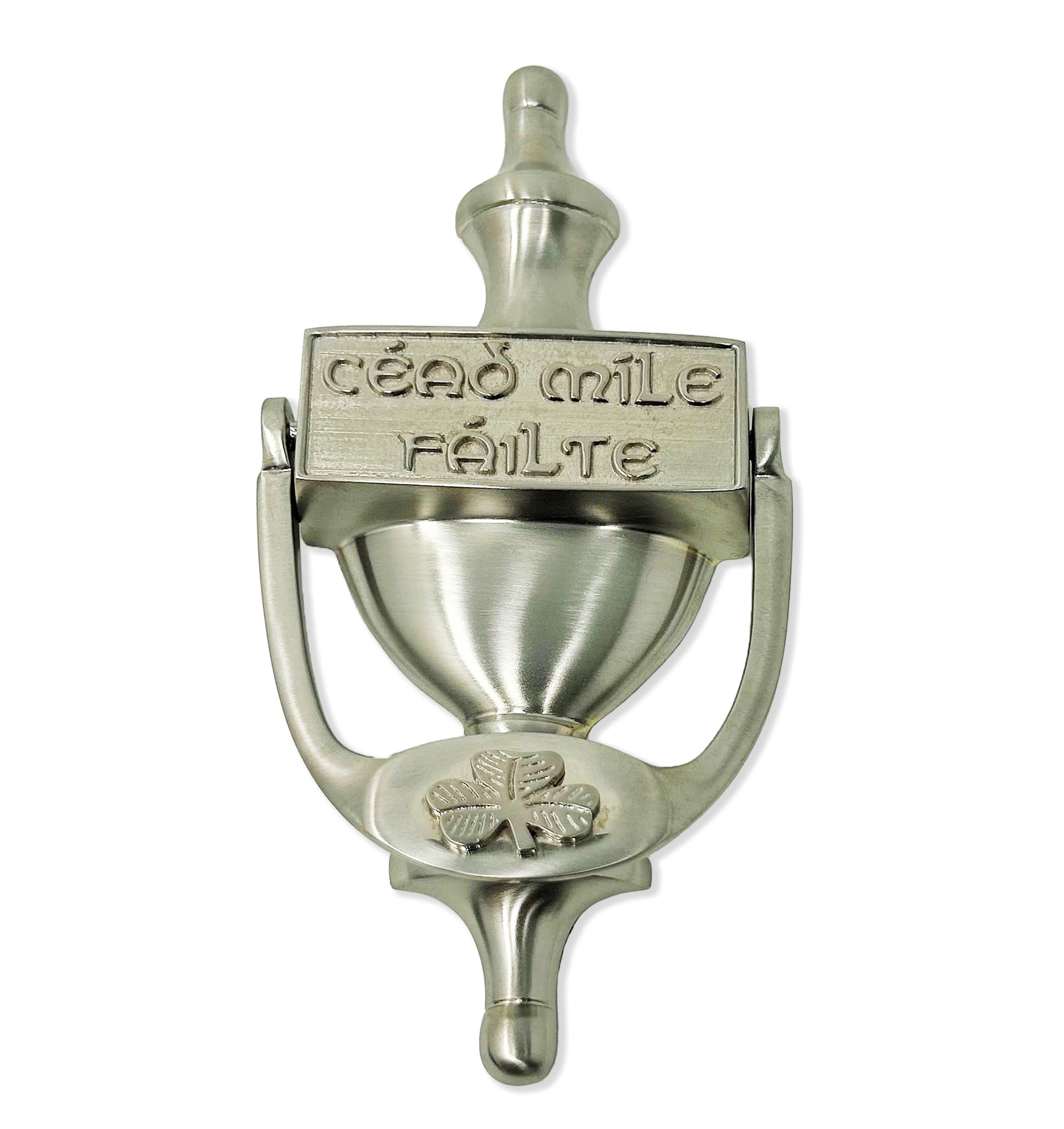 Exclusively Irish Front Door Knocker, Cead Mile Failte and Shamrock, Brass Knocker 20.3 cm