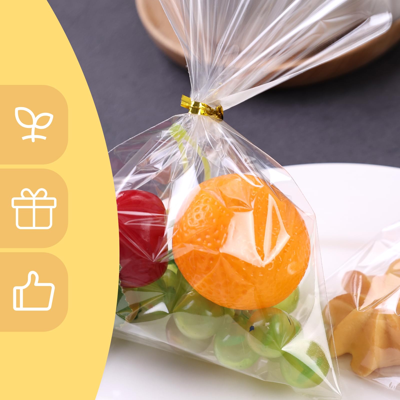 VGOODALL 200PCS Clear Cellophane Bags, 4x6inch Plastic Gift Bags Treat Bags with Ties Cookie Bags Candy Bags for Party Christmas Gift Wrapping