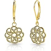 LANCHARMED 925 Sterling Silver Dangle Drop Earrings for Women girls, 14K Gold Trendy Celtic Knot Leverback Dangle Earrings, Lightweight Hypoallergenic Jewelry