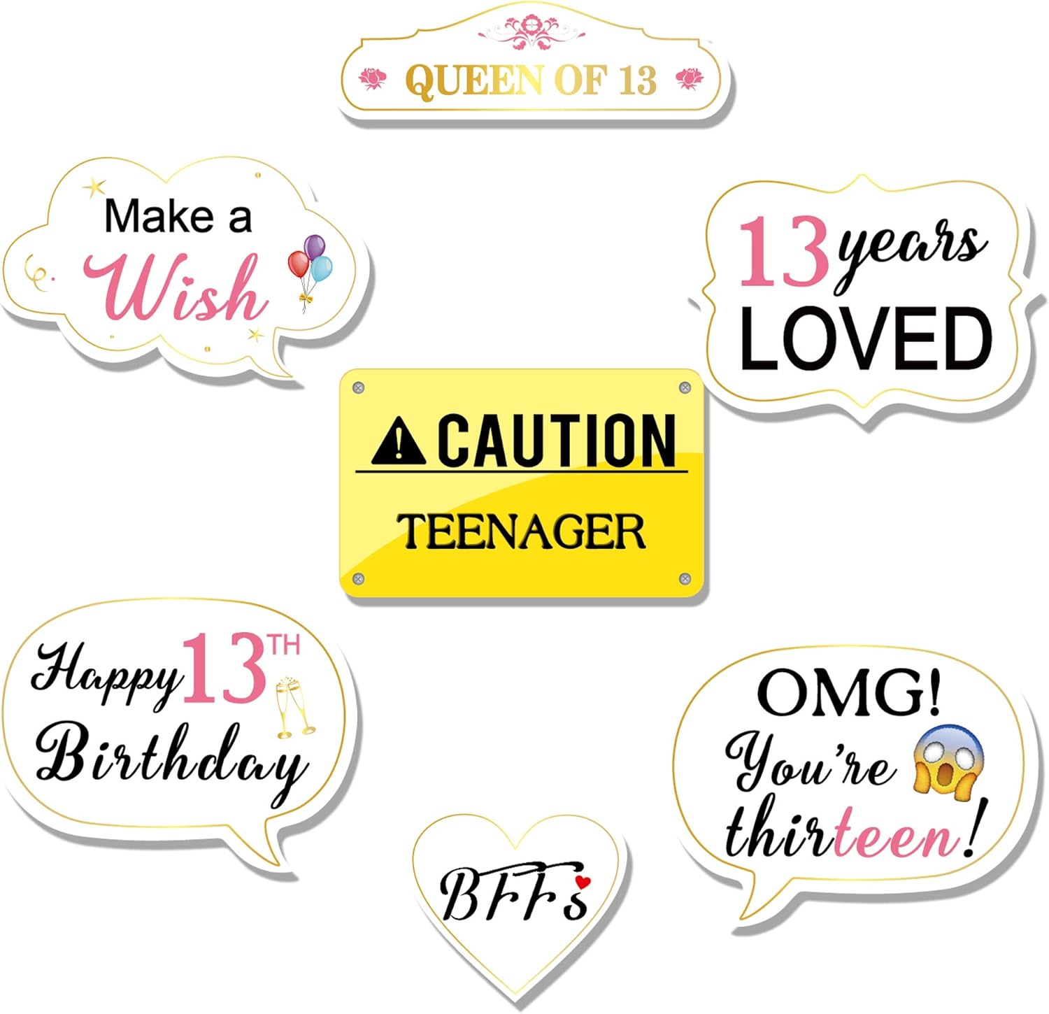 Howaf 48Pcs 13 Anni Compleanno Photo Booth foto Props Accessori decorazione fai da te occhiali Maschere Photo Booth Puntelli per 13 /&deg; festa di compleanno
