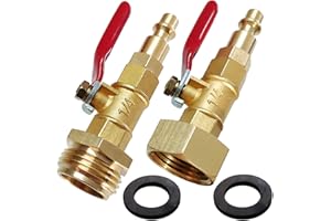 Lomodo Winterize Blowout Adapter Winterizing Tool with 1/4" Quick Connect Plug and 3/4" Garden Hose Threading, Brass Quick Fitting with Ball Valve for Blowing Out Water to Winterize Water Lines