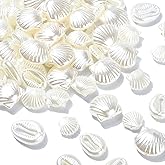 LiQunSweet 200 Pcs Shell Shape ABS Plastic Imitation Pearl Beads Ocean Sea Animals Loose Spacer Beads for DIY Jewelry Bracelet Crafts Bag Decorations